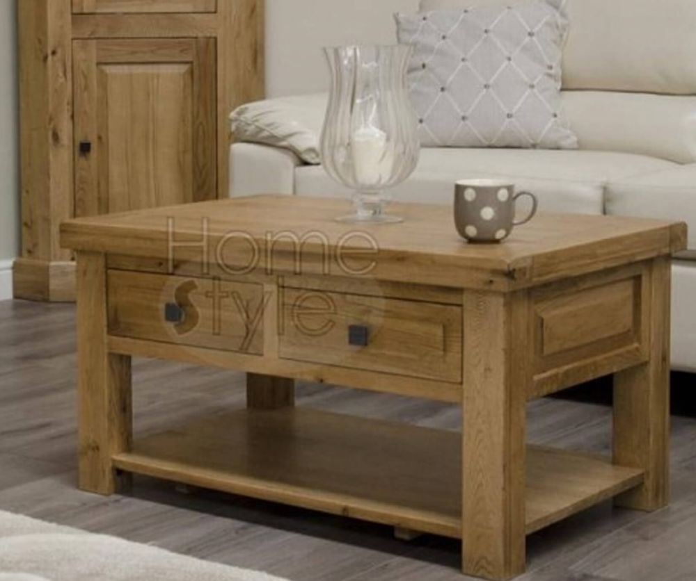 Homestyle GB Deluxe Oak 2 Drawer Coffee Table