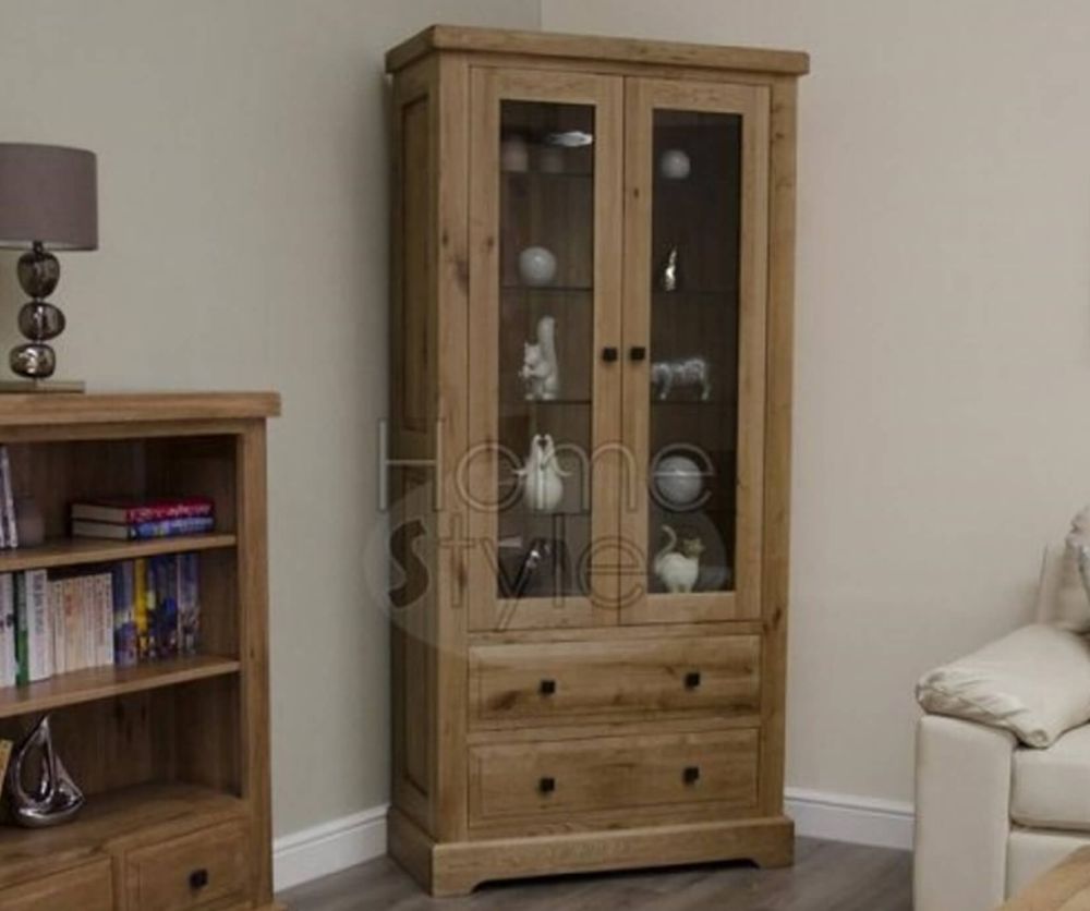 Homestyle GB Deluxe Oak Glass Display Cabinet