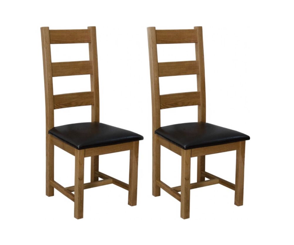 Homestyle GB Deluxe Oak Ladder Back Dining Chair in Pair