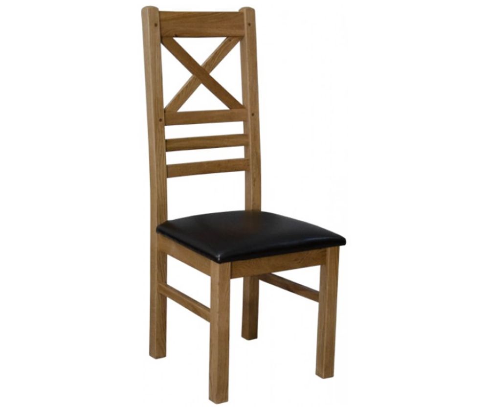 Homestyle GB Deluxe Oak New Cross Back Dining Chair in Pair