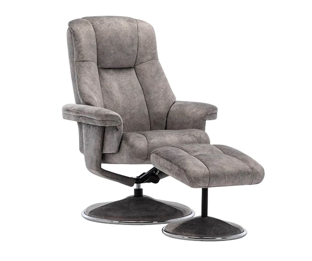 GFA Denver Elephant Fabric Swivel Recliner Chair with Footstool
