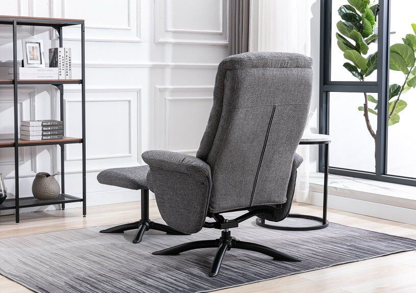 Furniture Link Denver Grey Swivel Recliner Chair and Stool