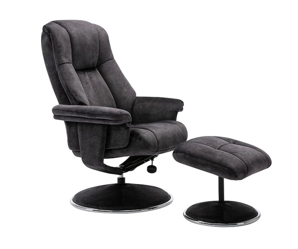 GFA Denver Liquorice Fabric Swivel Recliner Chair with Footstool