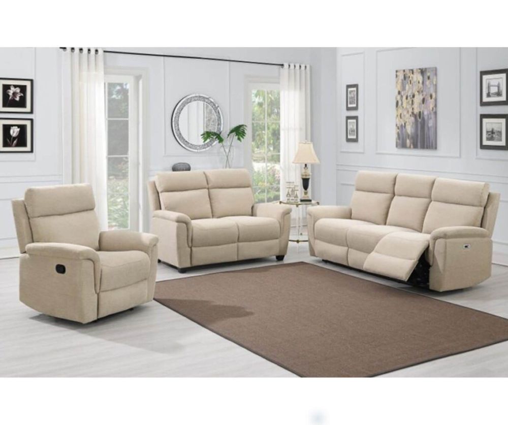 Furniture Link Detroit Natural Fabric Power Recliner 3+2+1 Sofa Set