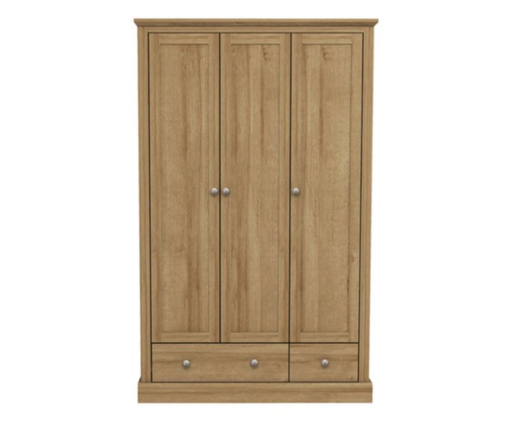 LPD Devon Oak 3 Door 2 Drawer Wardrobe
