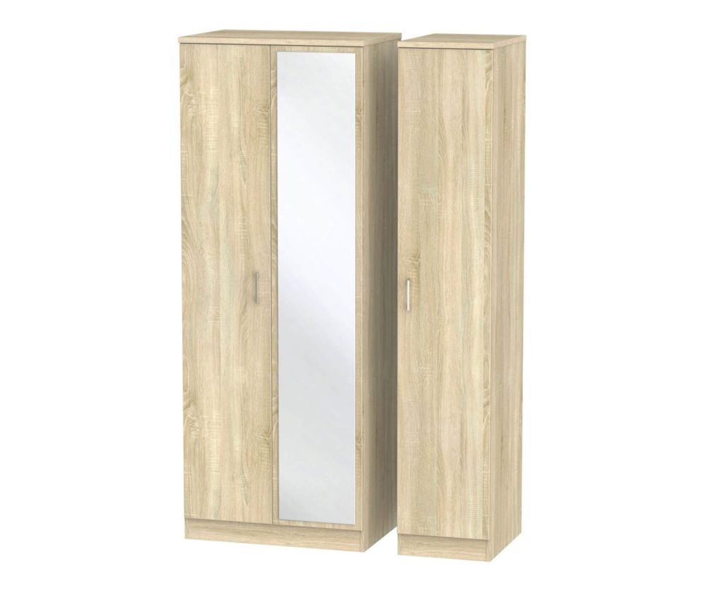 Welcome Furniture Devon Bardolino 3 Door Tall Mirror Triple Wardrobe