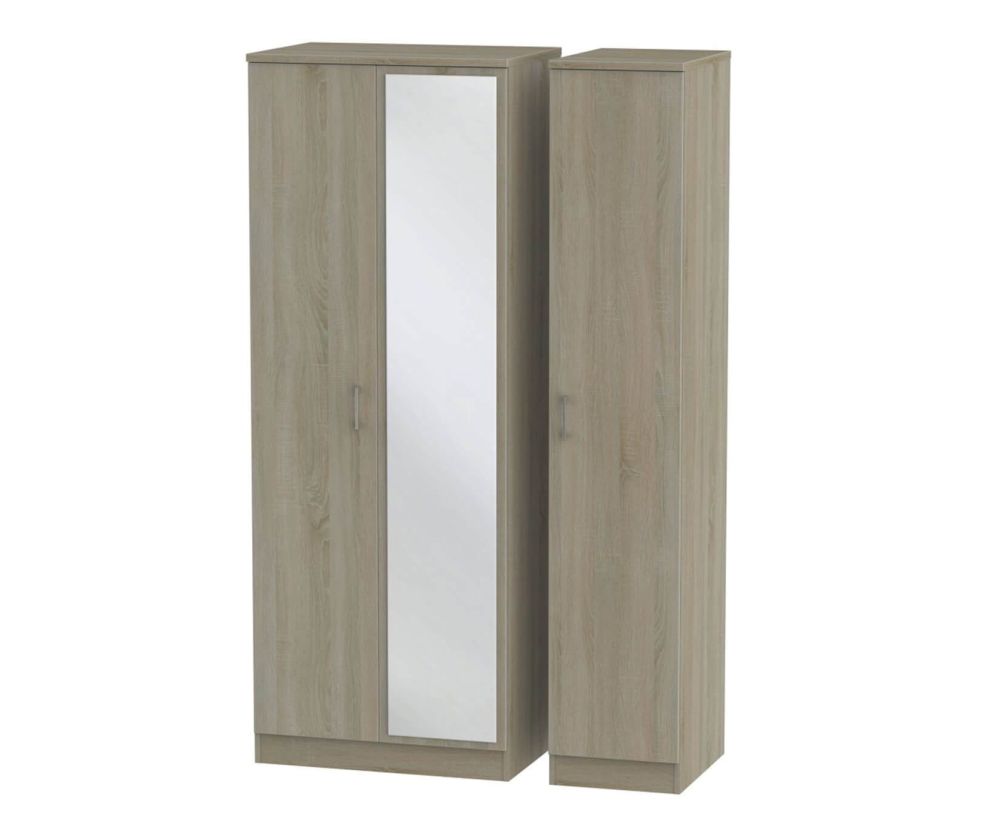 Welcome Furniture Devon Darkolino 3 Door Tall Mirror Triple Wardrobe