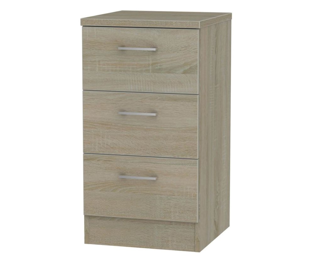 Welcome Furniture Devon Darkolino 3 Drawer Locker Bedside Cabinet