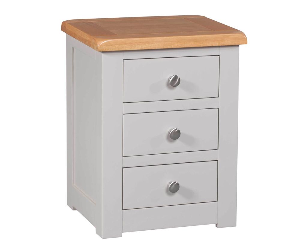 Homestyle GB Diamond Painted Oak 3 Drawer Bedside Table