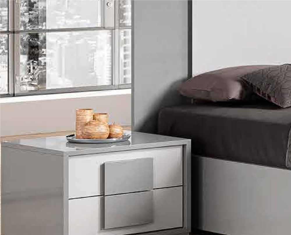 Stilgroup Evolution Diana Grey 2 Drawer Night Stand with Centre Handle