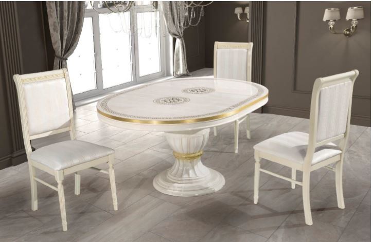 H2O Design Aurora Beige Birch Gold Rossella Italian Dining Chair in Pair