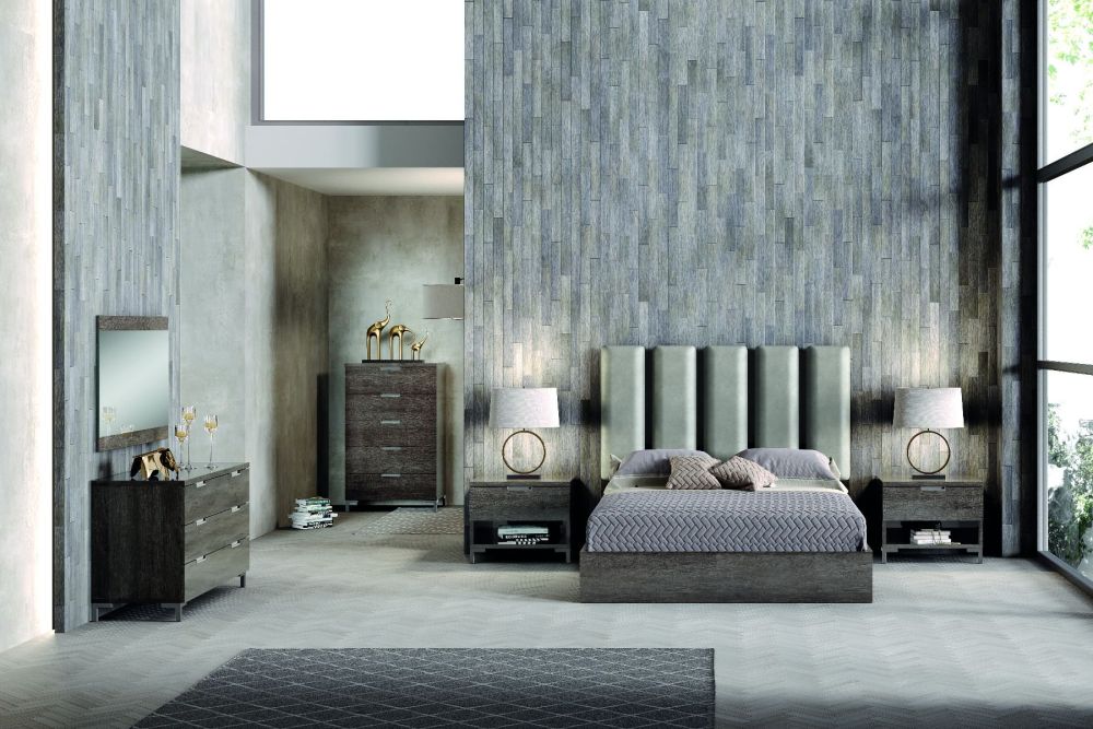 H2O Design Divina Canyon Oak Glossy Italian Bedroom Set with 4 Door Wardrobe