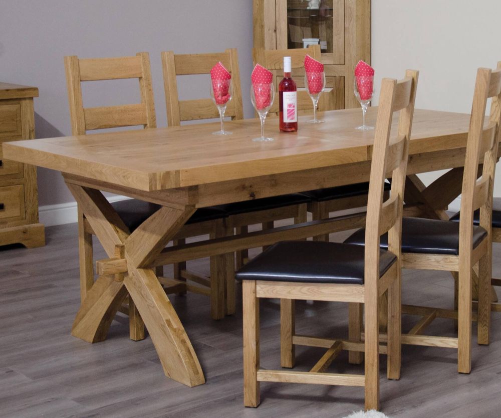 Homestyle GB Deluxe Super X Shape 200cm Extending Dining Table