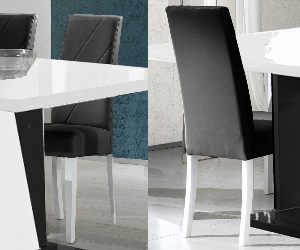 Ben Company Elisa White and Black Italian Dining Chair in Pair