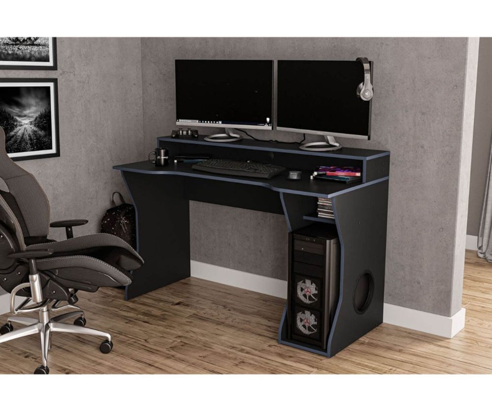 Birlea Furniture Enzo Black and Blue Gaming Computer Desk