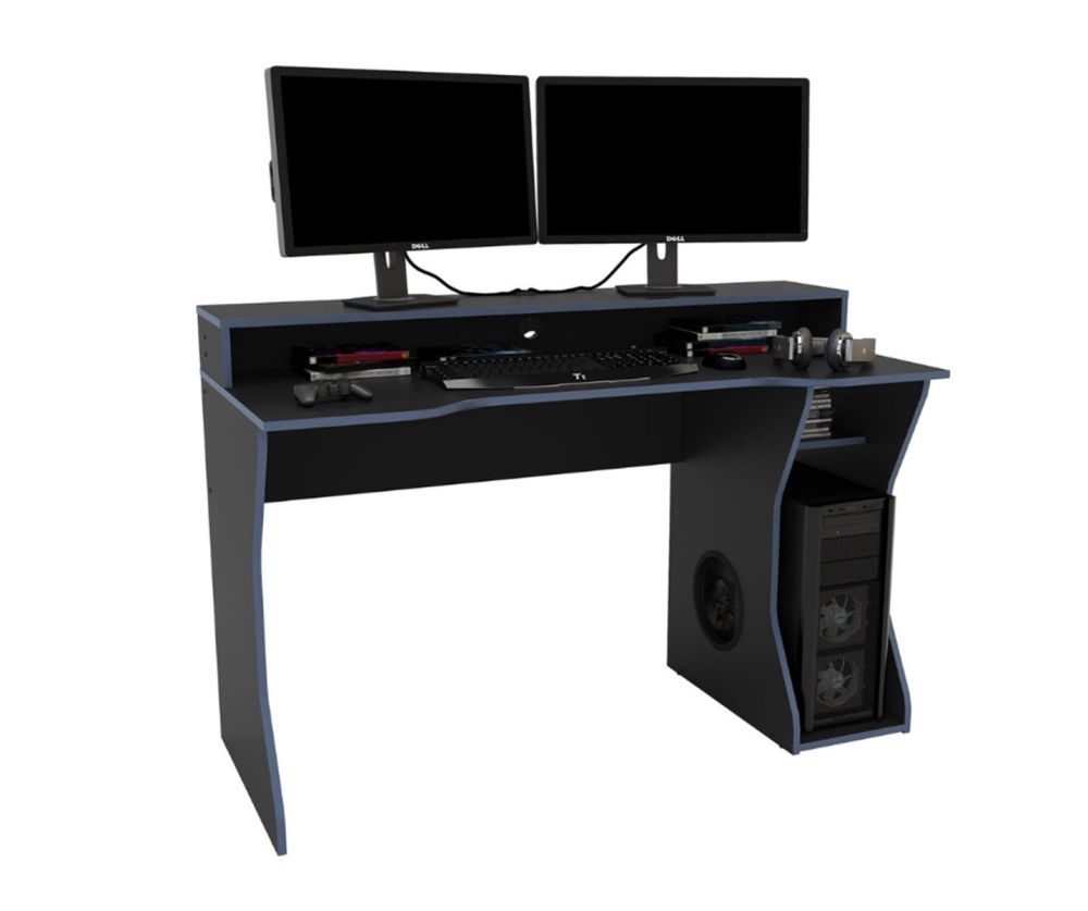 Birlea Furniture Enzo Black and Blue Gaming Computer Desk