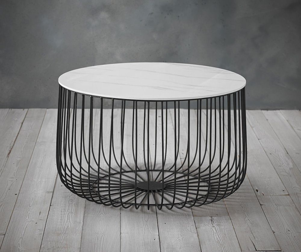 LPD Enzo Black and White Marble Large Cage Table