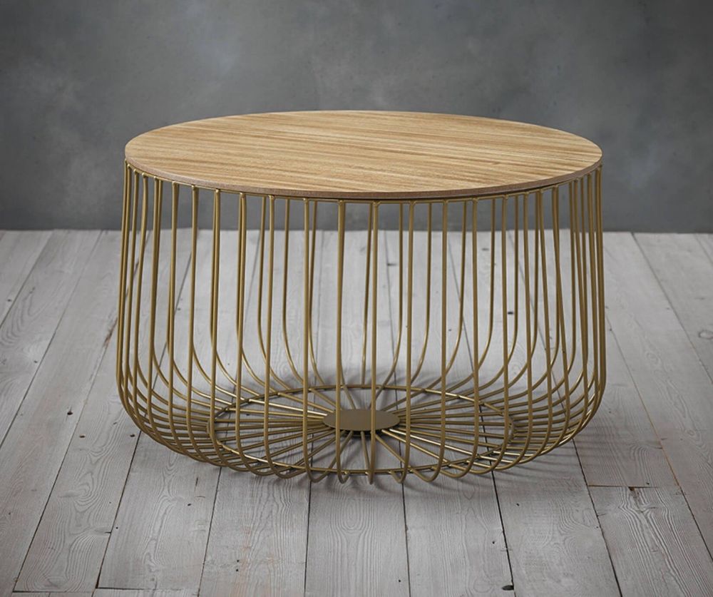 LPD Enzo Gold and Oak Finish Large Cage Table