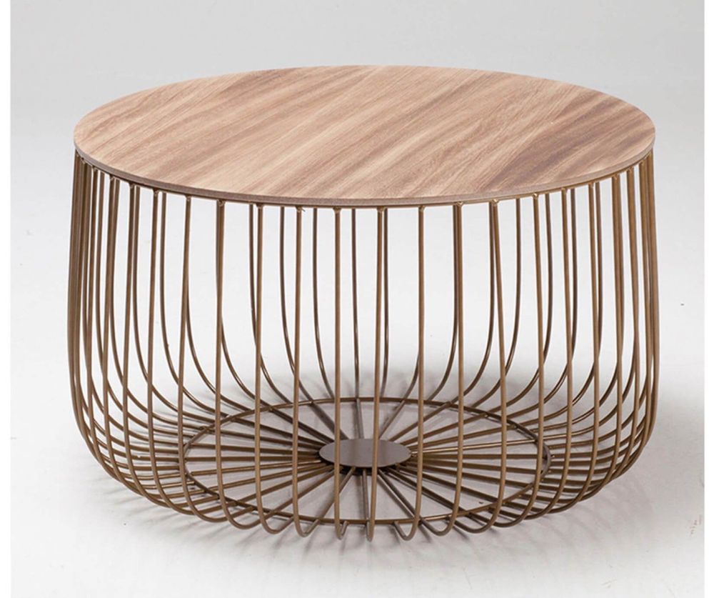 LPD Enzo Gold and Oak Finish Large Cage Table