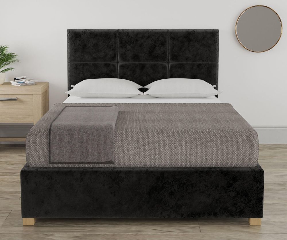 Aspire Farringdon Mirazzi Velvet Black Fabric Ottoman Bed