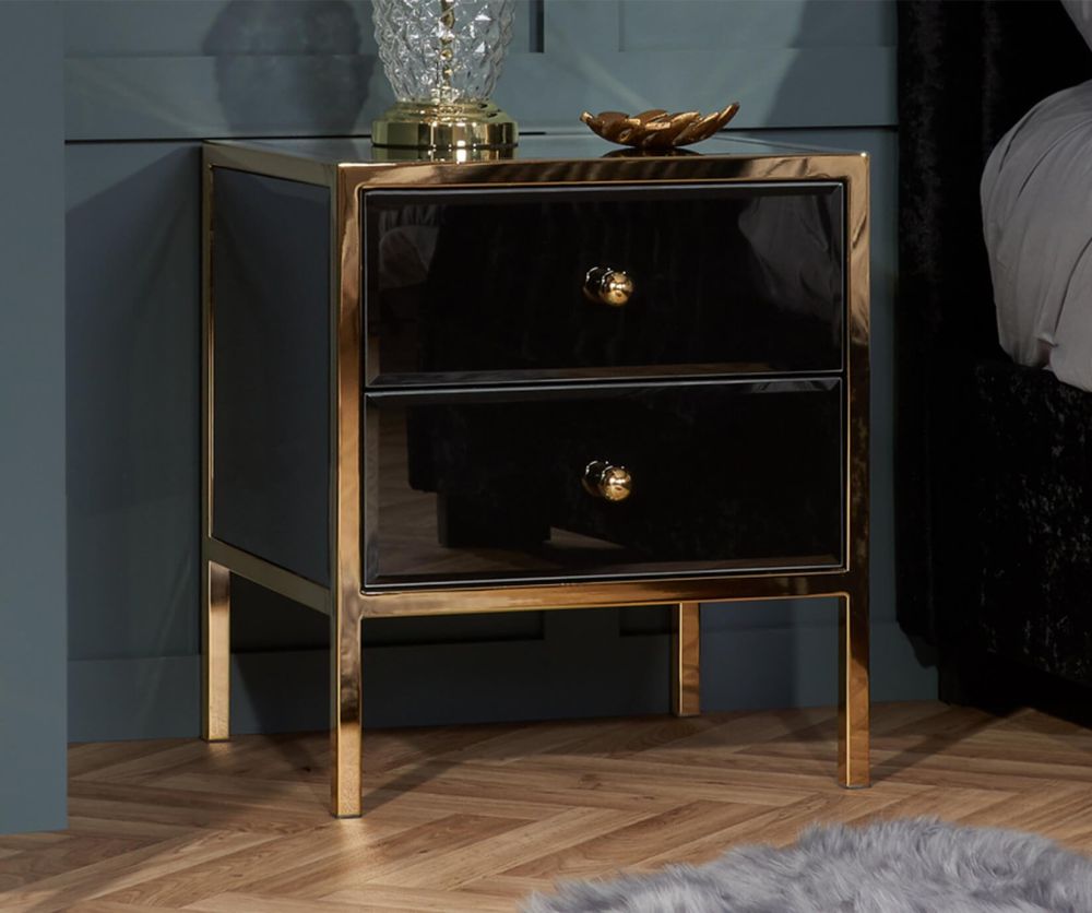 Birlea Furniture Fenwick Black and Gold Bedside Cabinet