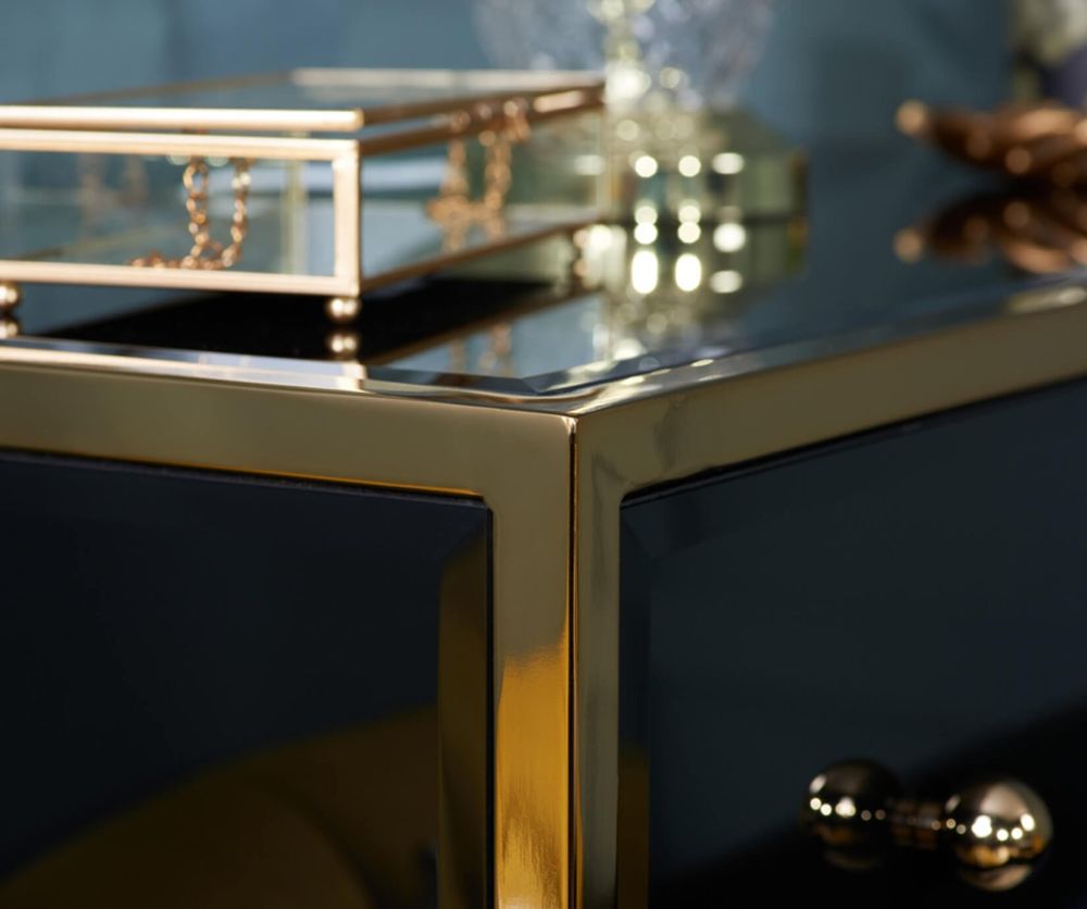 Birlea Furniture Fenwick Black and Gold Bedside Cabinet