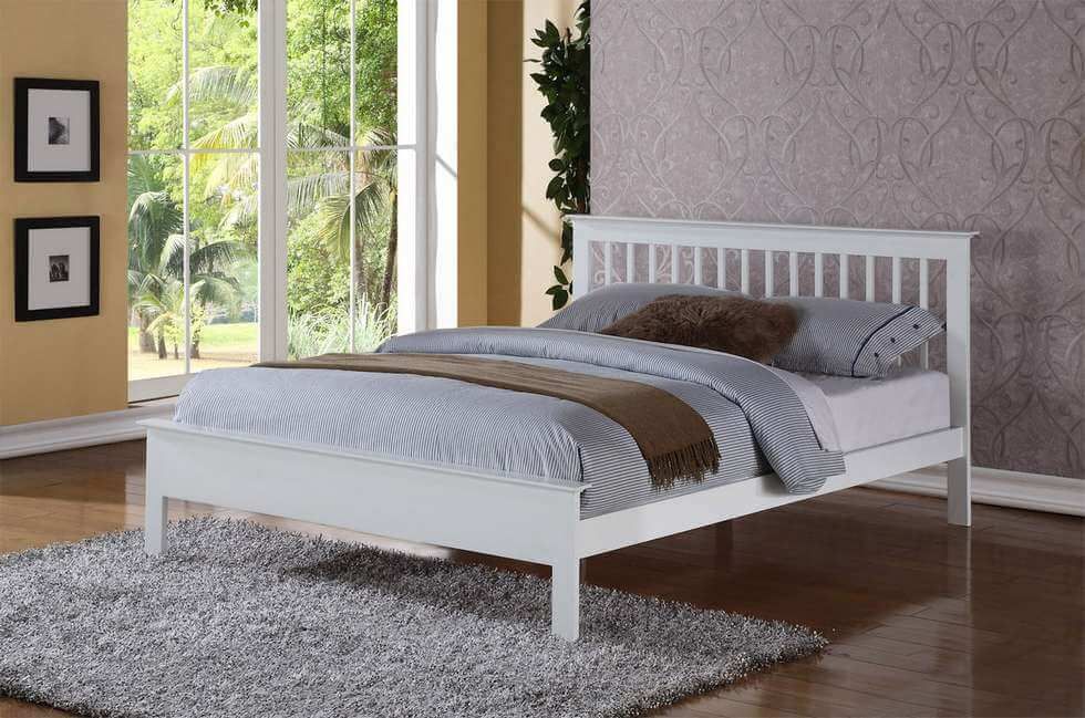 Flintshire Furniture Pentre White Wooden Bed Frame