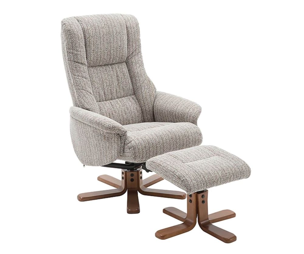 GFA Florida Wheat Fabric Swivel Recliner Chair with Footstool