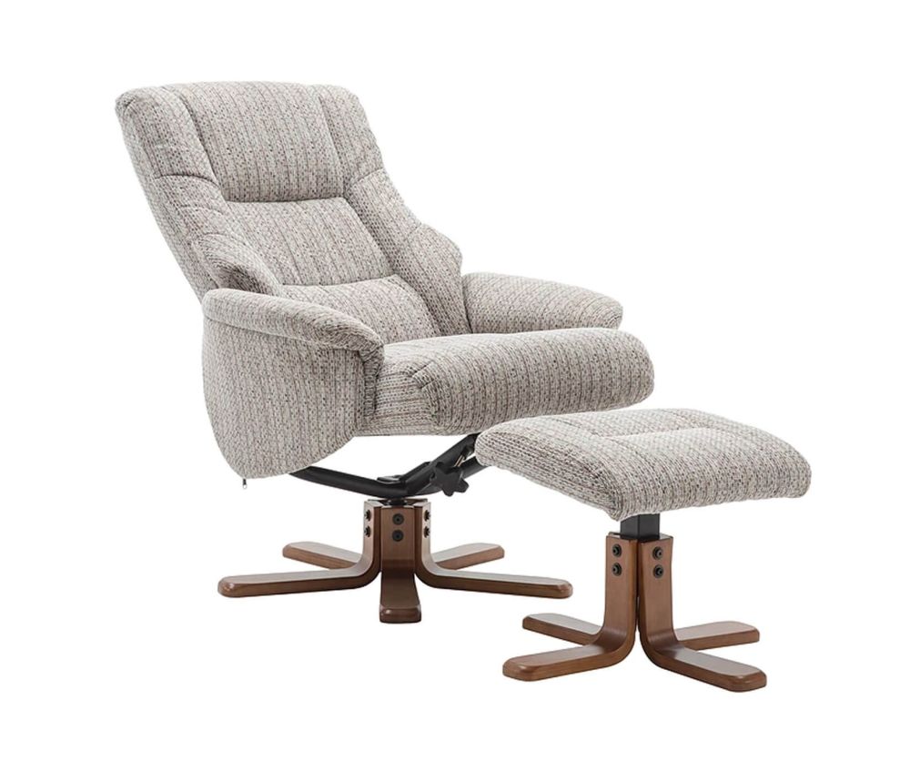 GFA Florida Wheat Fabric Swivel Recliner Chair with Footstool