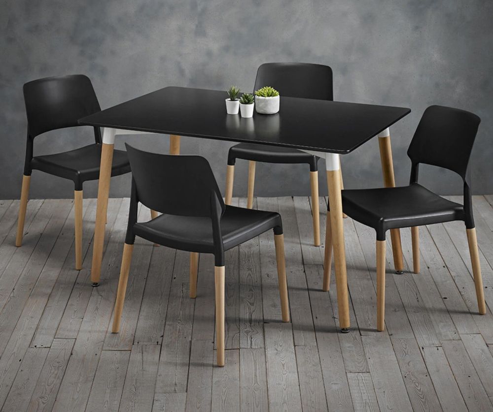 LPD Fraser Beech with Black Dining Table