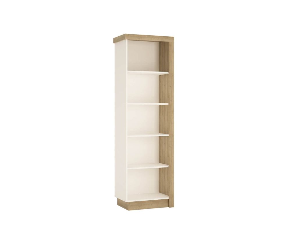 FTG Lyon Riviera Oak and White High Gloss Bookcase (LH)