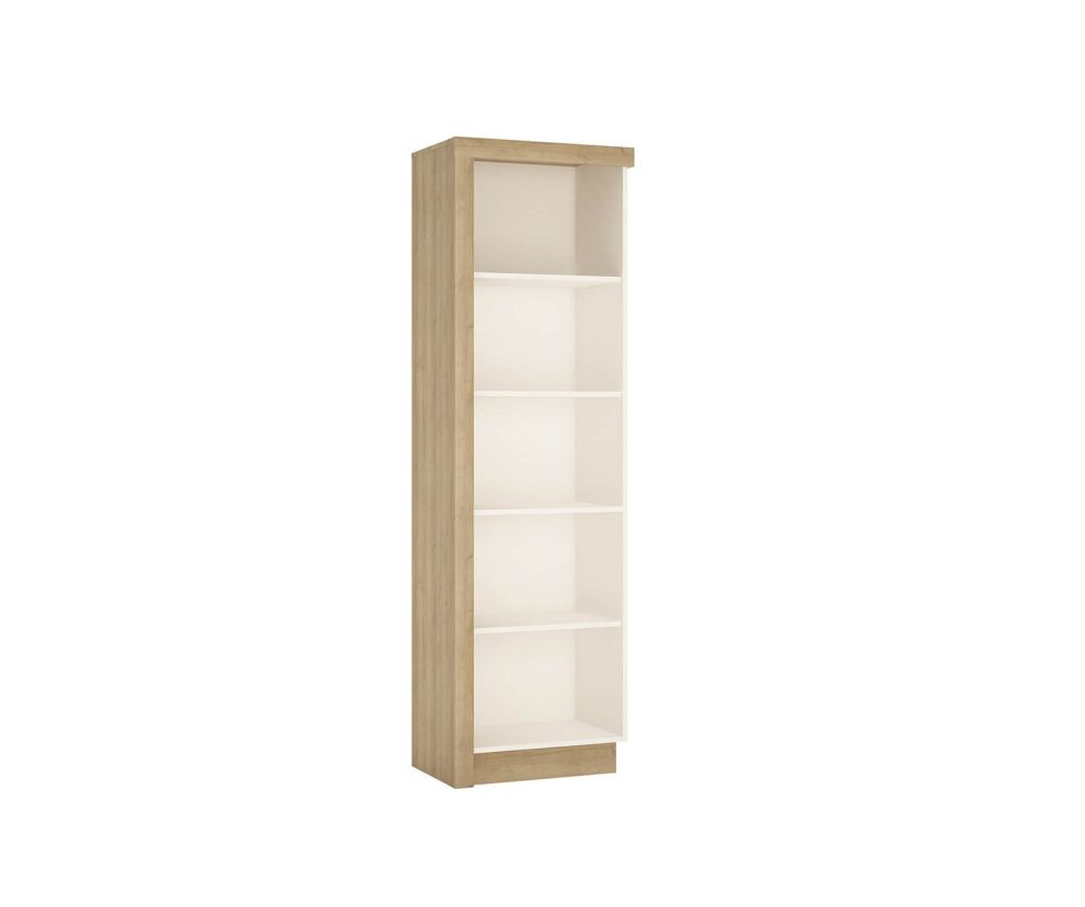 FTG Lyon Riviera Oak and White High Gloss Bookcase (RH)