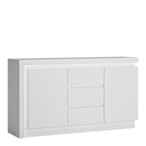 FTG Lyon White and High Gloss 2 Door 3 Drawer Sideboard (Including LED lighting)