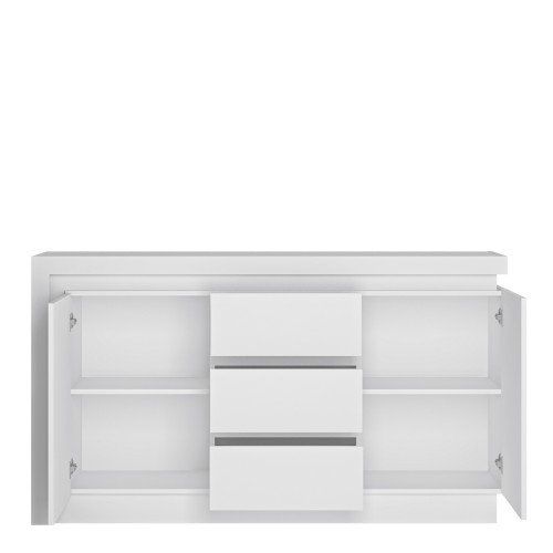FTG Lyon White and High Gloss 2 Door 3 Drawer Sideboard (Including LED lighting)