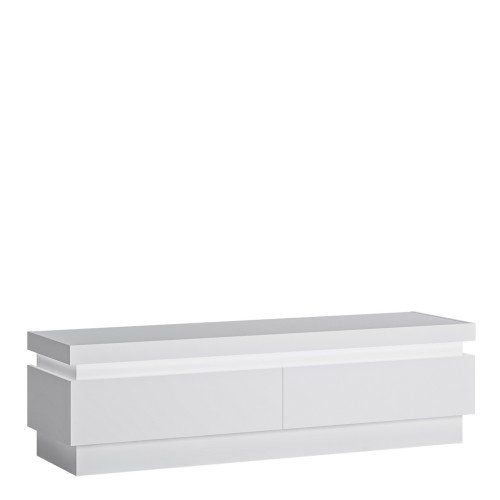 FTG Lyon White and High Gloss 2 Drawer TV Cabinet (Including LED lighting)