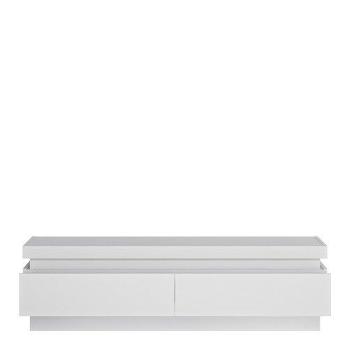 FTG Lyon White and High Gloss 2 Drawer TV Cabinet (Including LED lighting)