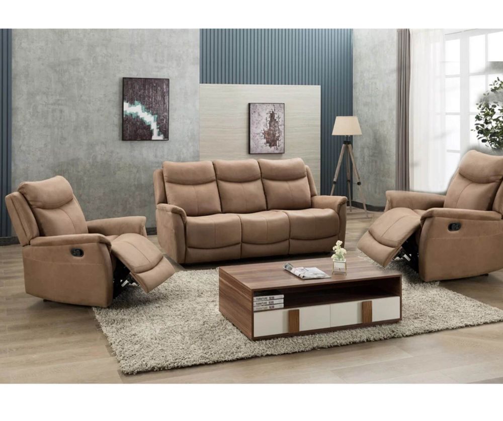 Furniture Link Arizona Caramel Fabric 3RR+1R+1R Sofa Set