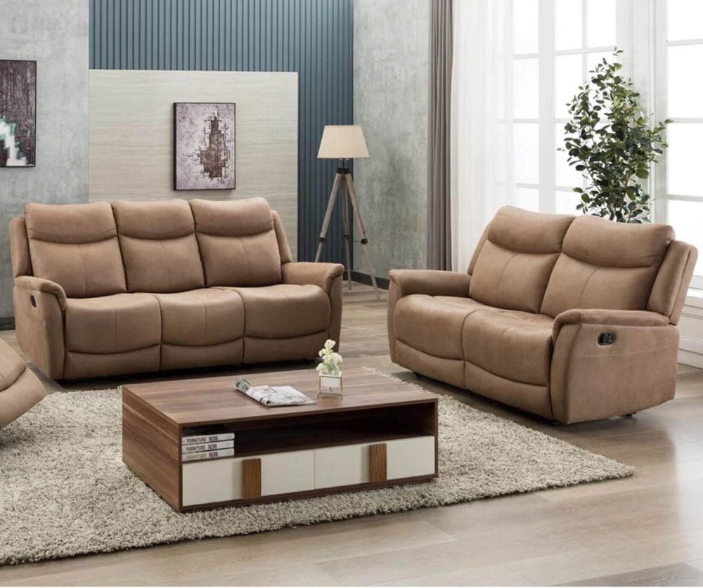Furniture Link Arizona Caramel Fabric 3RR+2R Sofa Set