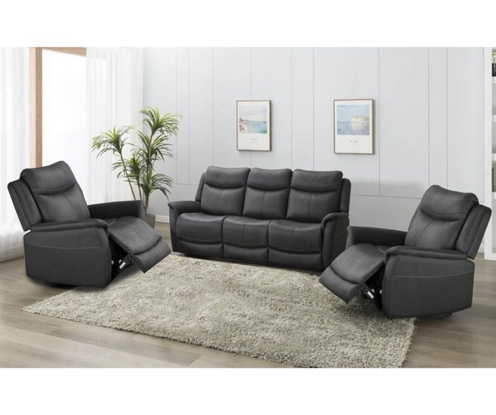 Furniture Link Arizona Slate Fabric 3RR+1R+1R Sofa Set