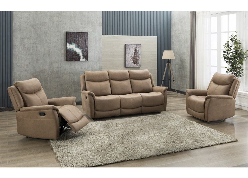 Furniture Link Arizona Caramel Fabric 2 Seater Electric Recliner Sofa