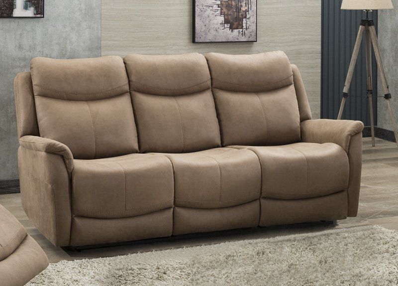 Furniture Link Arizona Caramel Fabric Fixed 3 Seater Sofa