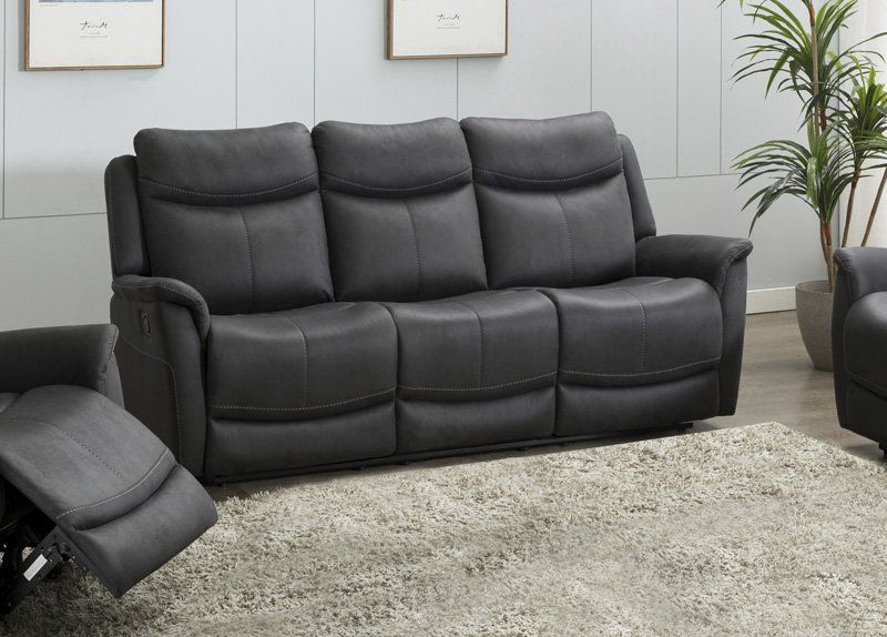 Furniture Link Arizona Slate Fabric 3 Seater Electric Recliner Sofa
