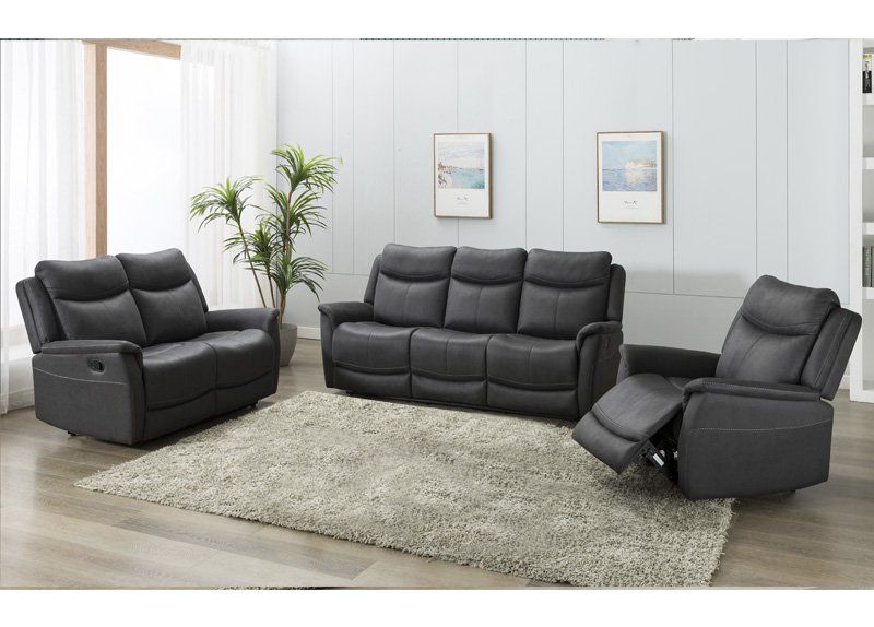 Furniture Link Arizona Slate Fabric Fixed 3 Seater Sofa