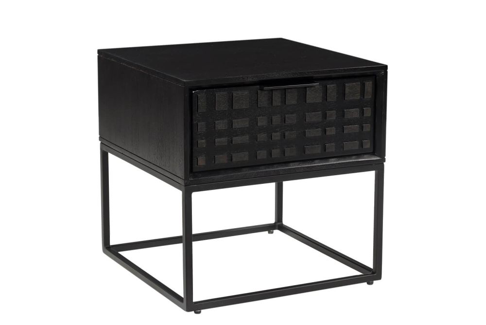 Furniture Link Fusion Black 1 Drawer End Table