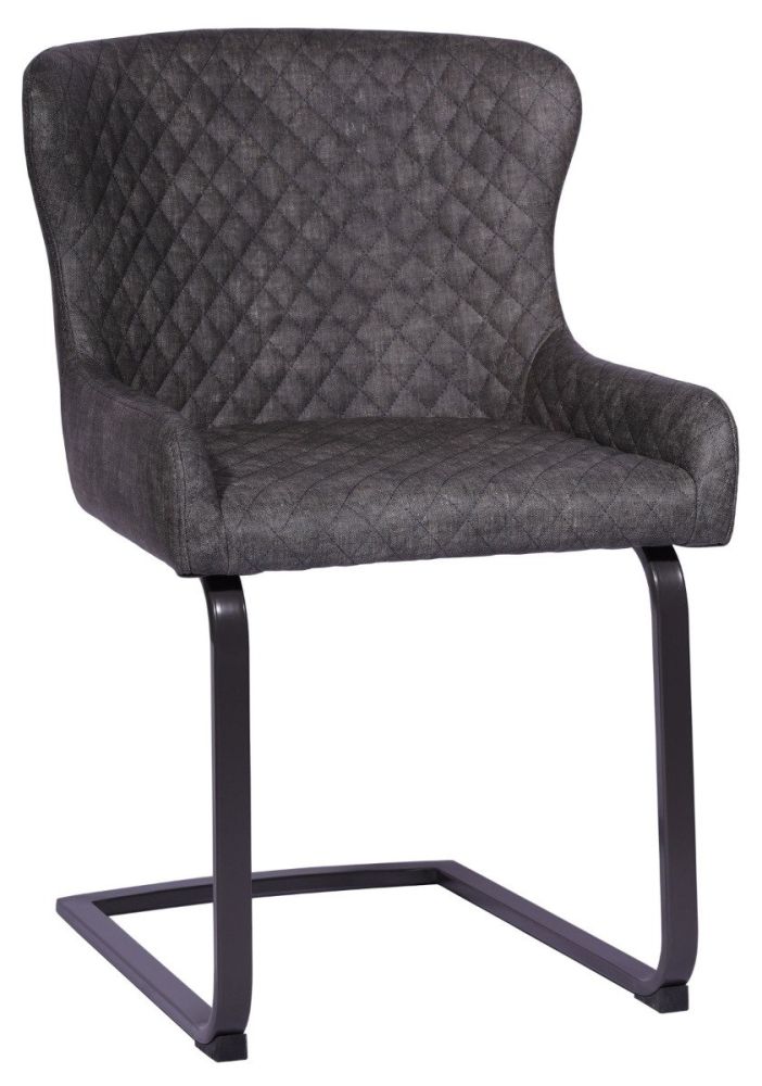 Classic Furniture Fusion Grey Fabric Cantilever Dining Chair in Pair