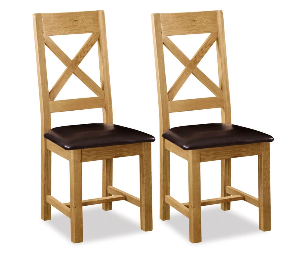 Global Home Salisbury Cross Back Dining Chair with PU Seat in Pair