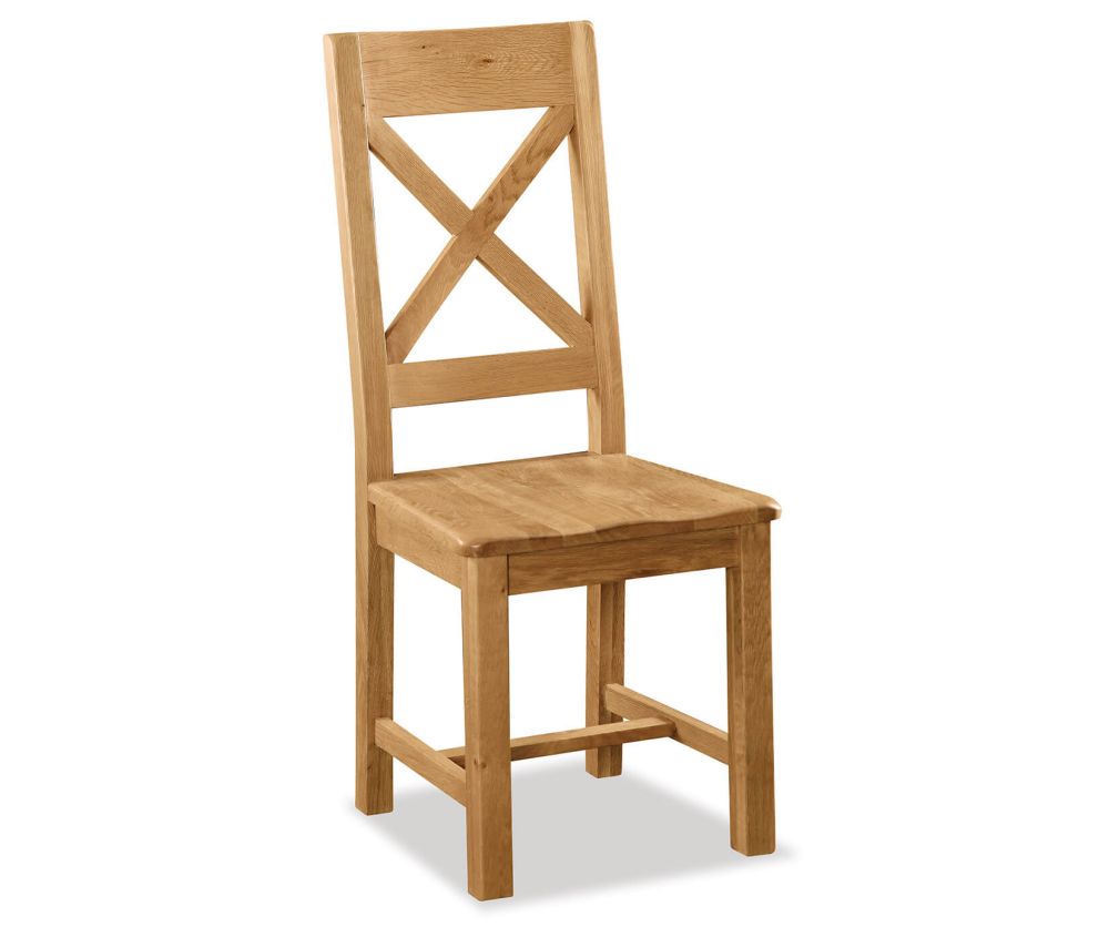 Global Home Salisbury Cross Back Dining Chair with Wooden Seat in Pair