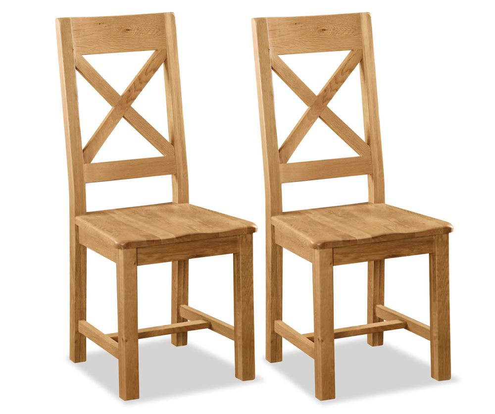 Global Home Salisbury Cross Back Dining Chair with Wooden Seat in Pair