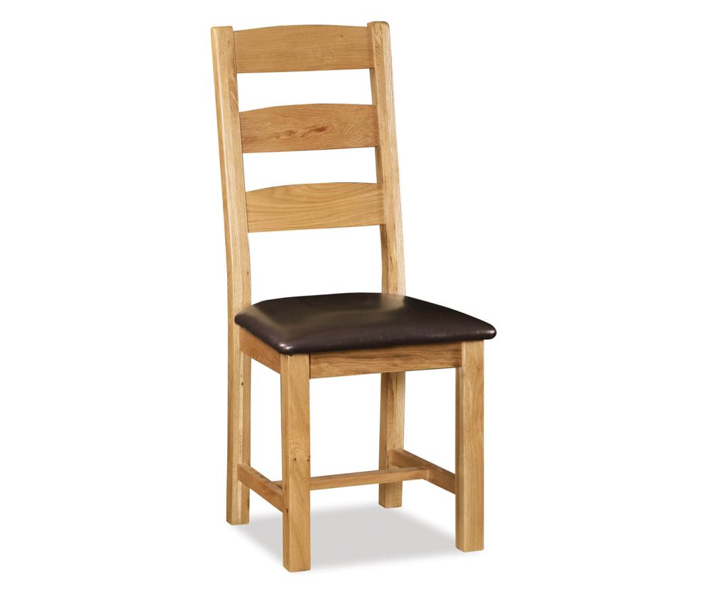 Global Home Salisbury Slatted Back Dining Chair with PU Seat in Pair