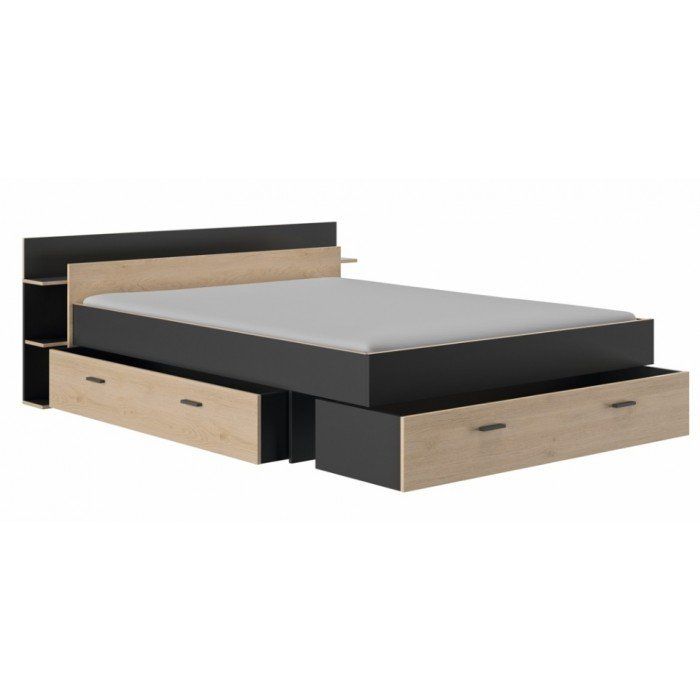 Gami Tonight Black and Natural Chestnut Storage Bed Frame